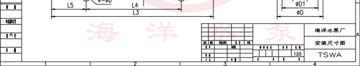 TSWA卧式清水低转速离心多级泵安装尺寸图