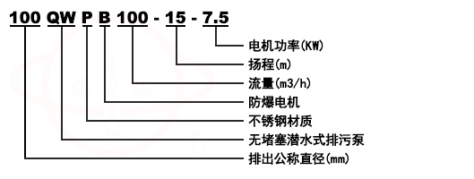 WQ/QW无堵塞排污潜水泵型号意义