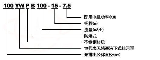 YW无堵塞排污液下泵型号意义