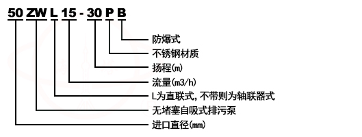 ZW型无堵塞自吸式排污型号意义